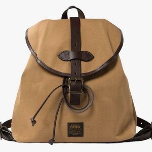 Filson Brown Canvas Backpack with Leather Accents